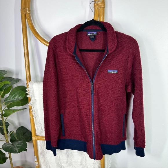 Patagonia Maroon Sherpa Fuzzy Jacket sz L - Picture 3 of 8
